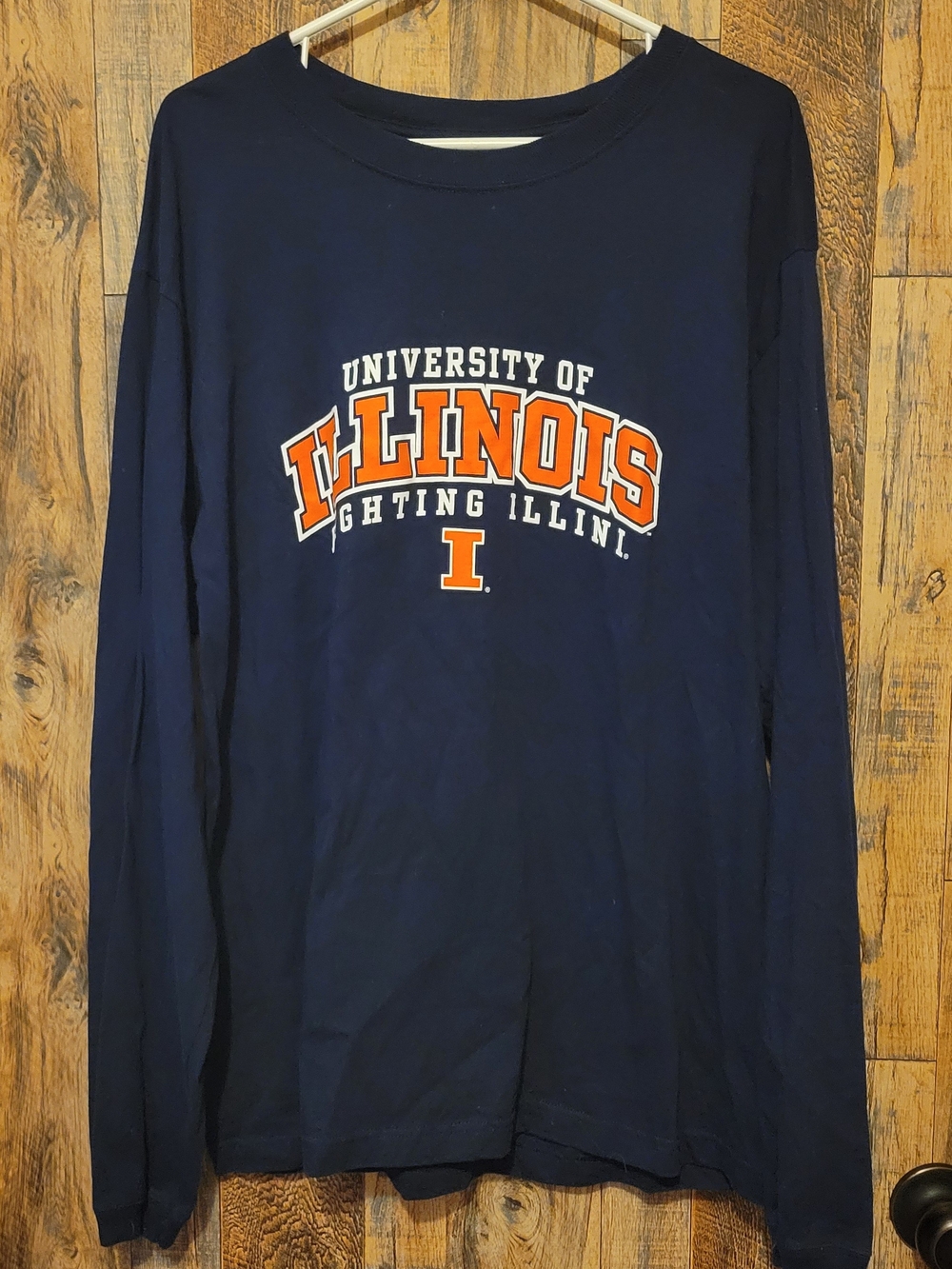 Pro Player University of Illinois Navy Long Sleeve Tee with Orange Print Xl